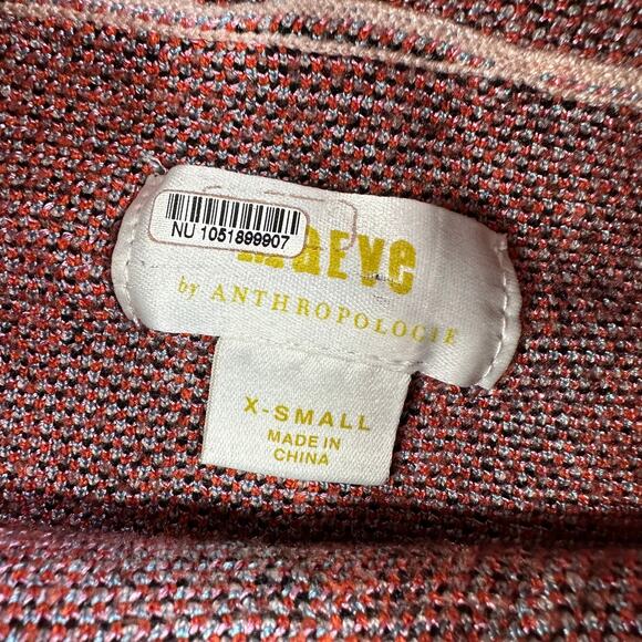 Anthropologie Maeve Carys Sweater Womens XS Orange Black Mock Neck Artsy Knit - Picture 5 of 9